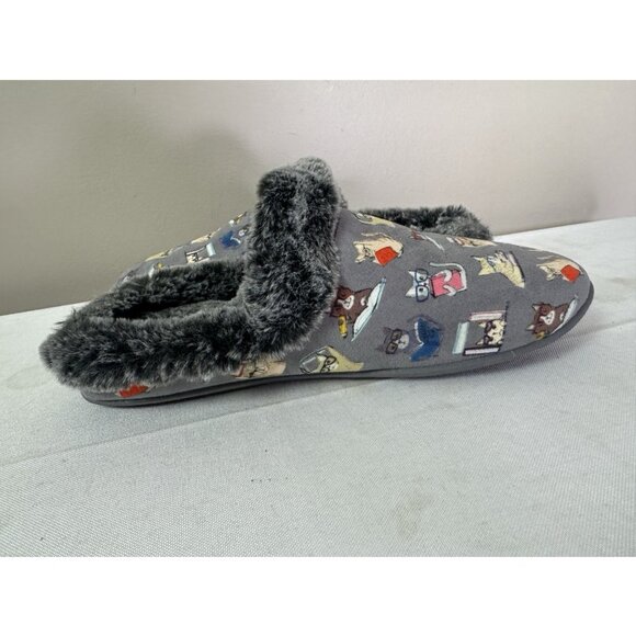 Skechers Bobs Womens 8 Slippers Gray Cozy Cat Nook Bookworm Memory Foam Novelty - Picture 8 of 16